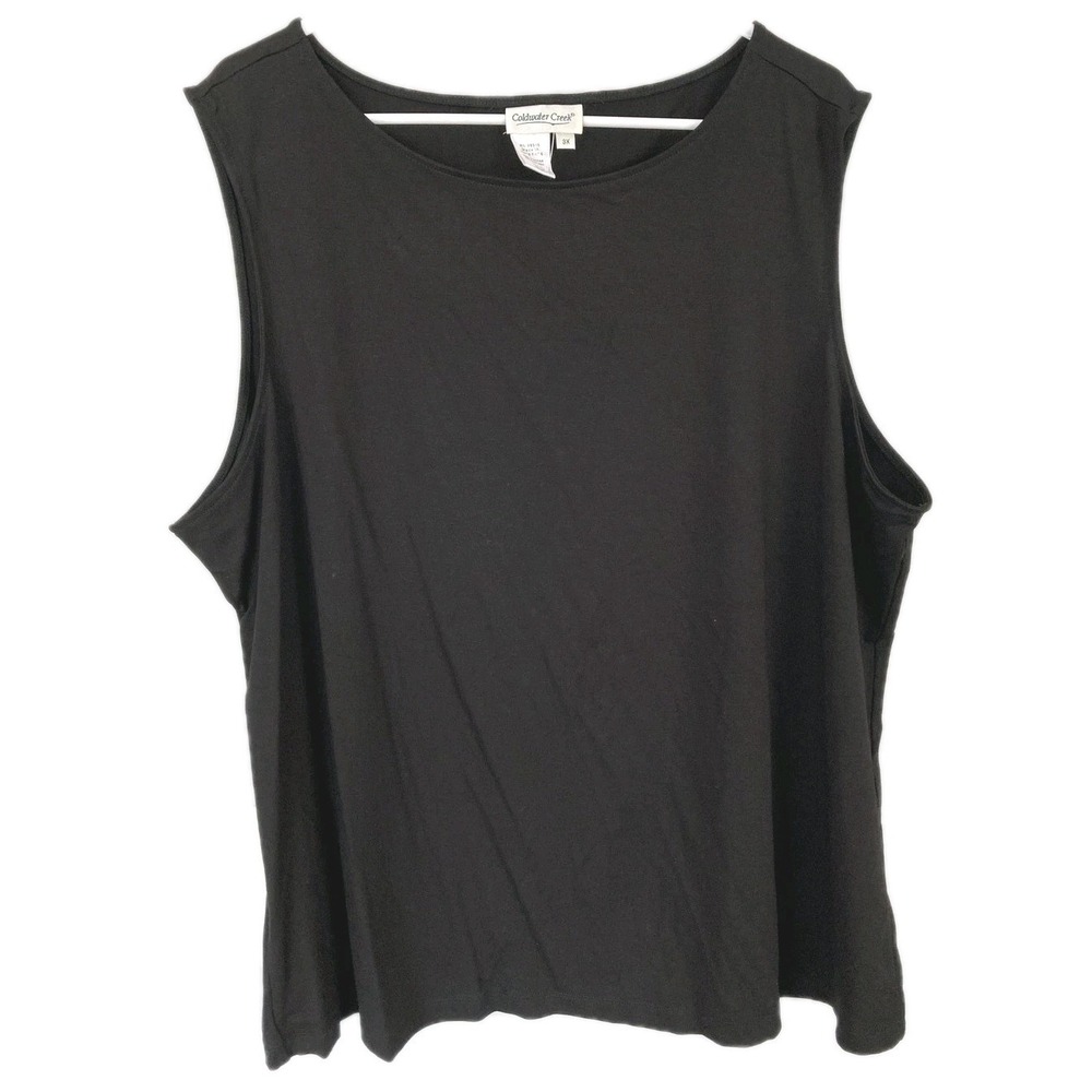 Coldwater Creek Tank Top Women 3X Blk Boatneck Sleeveless Jersey Stretch NWT